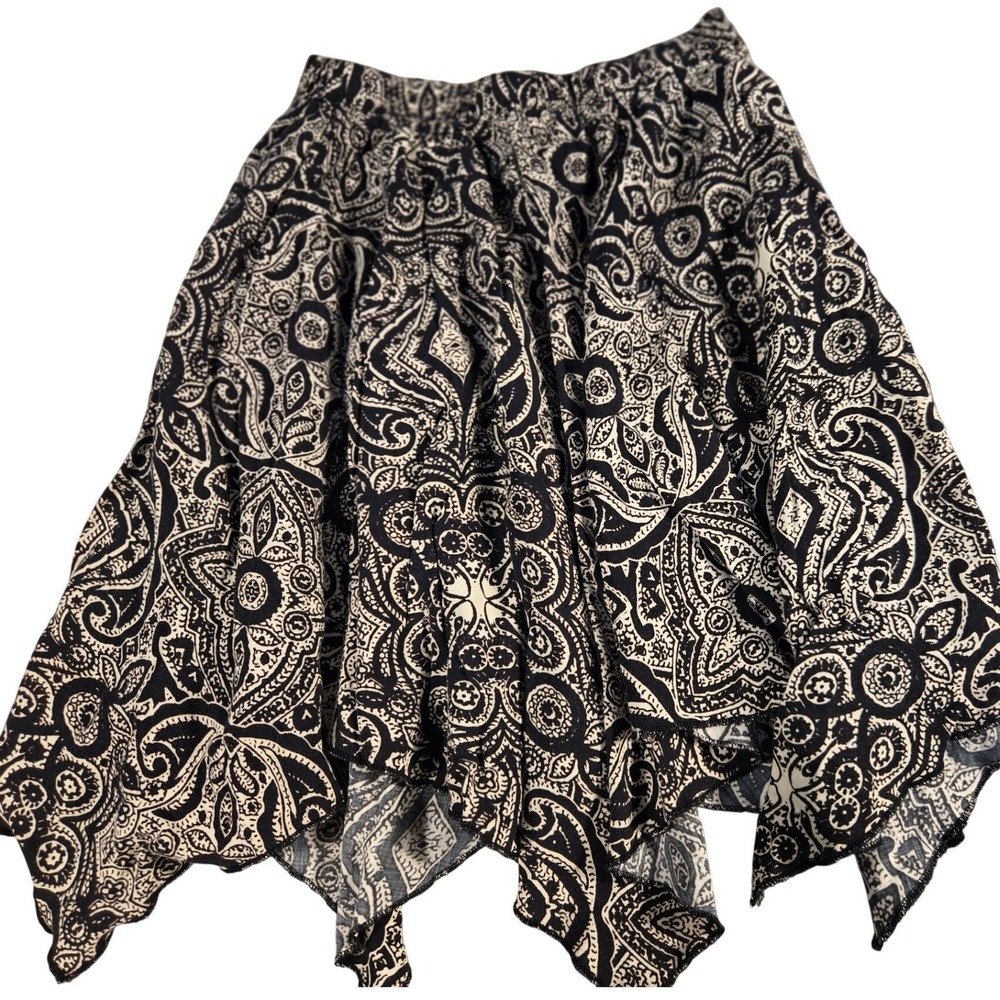 Abercrombie & Fitch Paisley Handkerchief Hem Mini Skirt Black White Small 1P3160